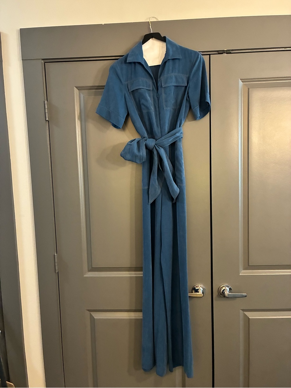 CH Carolina Herrera Chambray Jumpsuit w/zipper Front & Removable Matching Belt